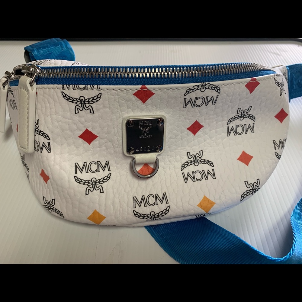 MCM belt bag white net